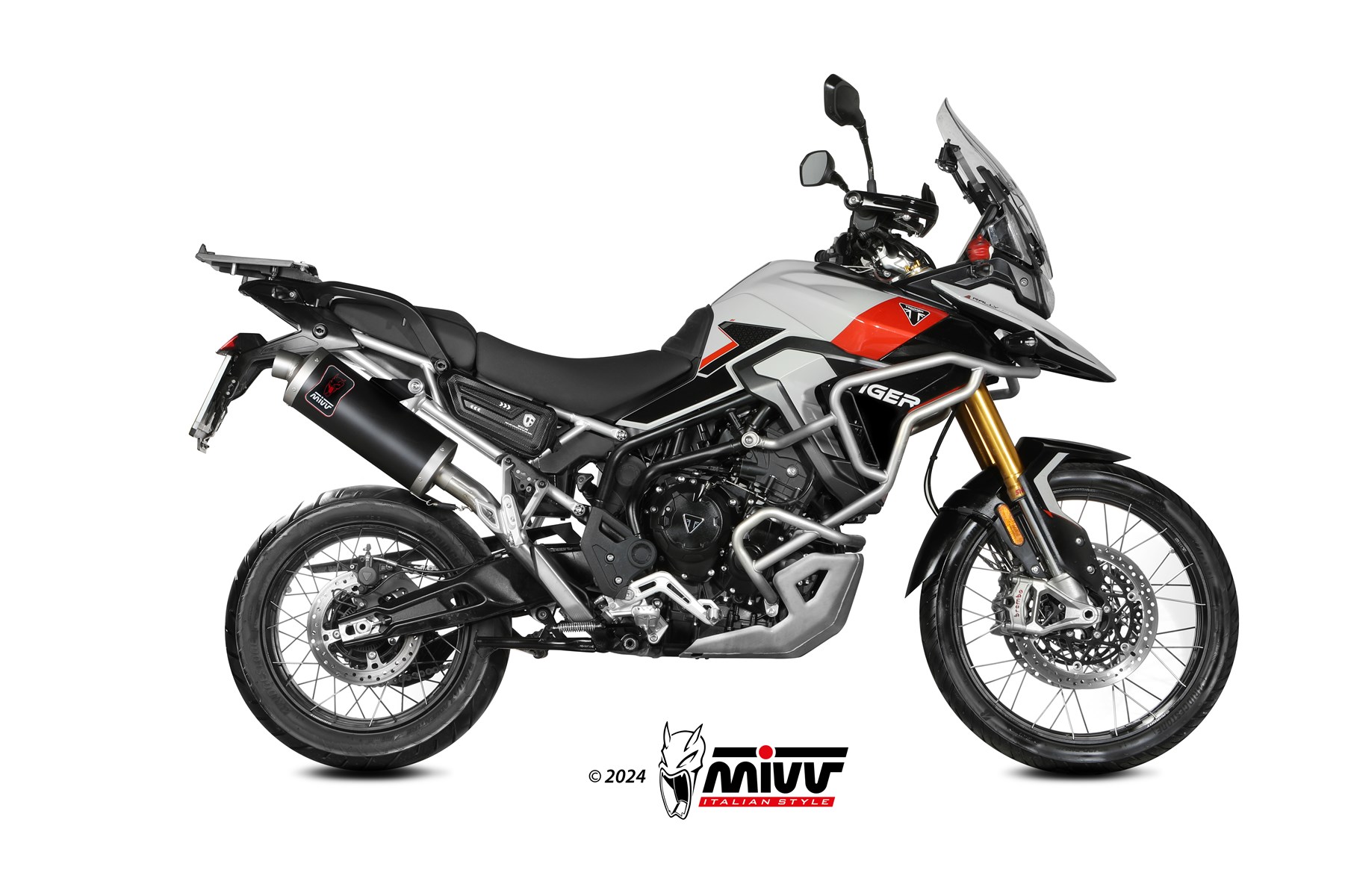 MIVV Dakar Slip On uitlaat Triumph Tiger 900 / GT / Rally / Pro / Alpine / Desert (2024-) BI-1147855001 1