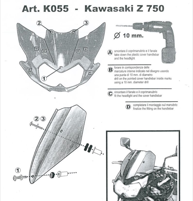 Fabbri windscherm Kawasaki Z750 2004-2006