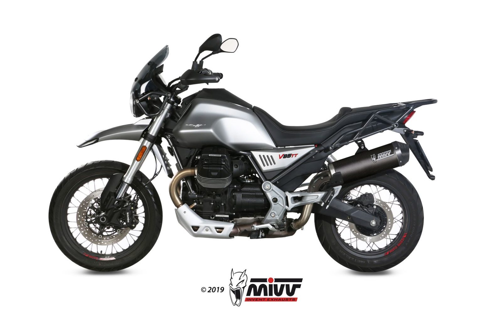 MIVV Oval Slip On uitlaat Moto Guzzi V85 TT (2019-2024) BI-1096369001 1